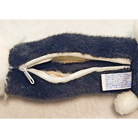 Vintage Skunk Plush Keychain Purse Bag Clip Pouch Rear View Mirror Hanger 14" - Picture 7 of 7